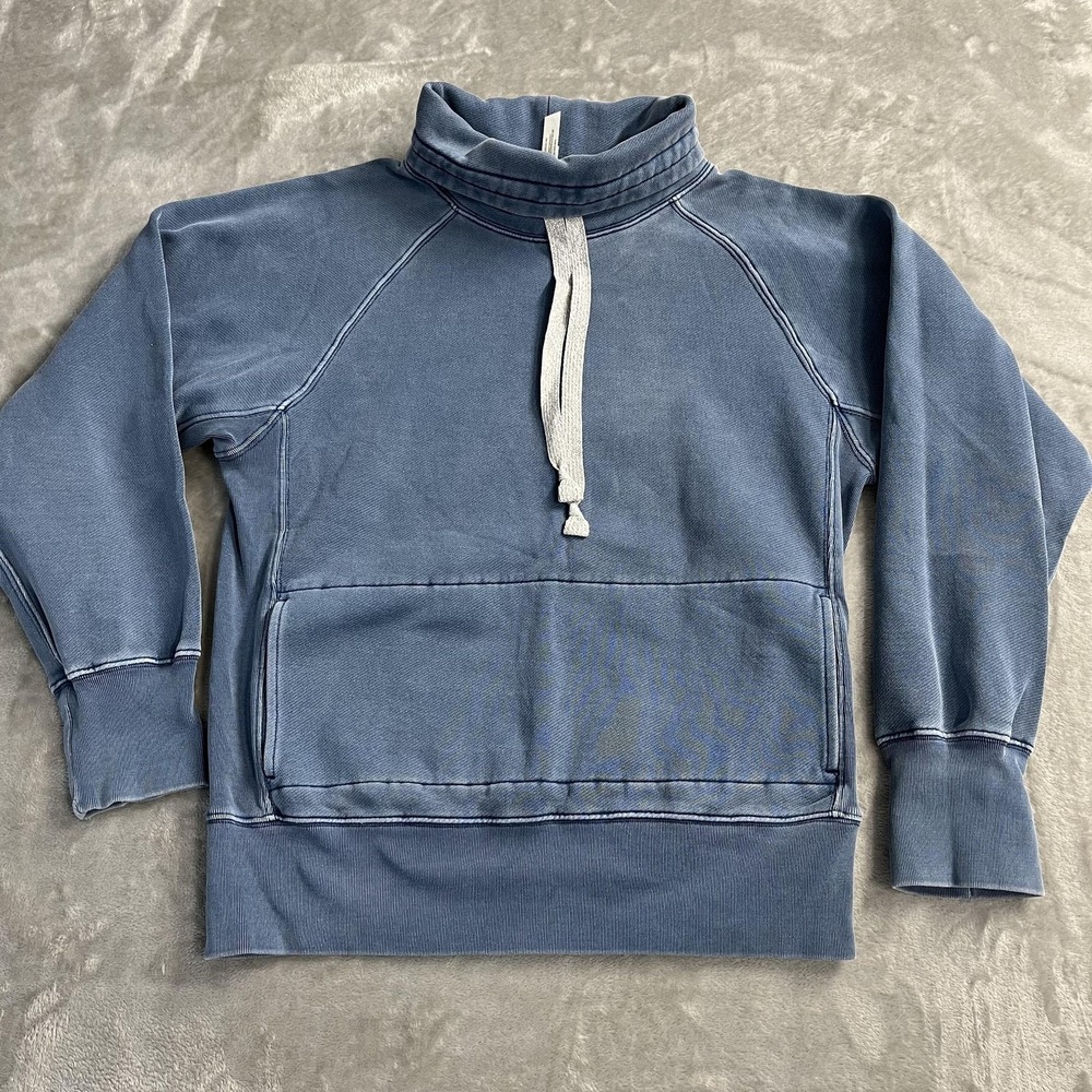 FP Movement Sweatshirt Fletcher Womens XS Blue High Neck Kangaroo Pocket Raglan